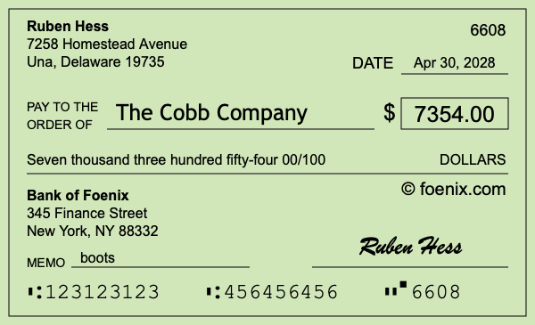 How to write a check for $7,354