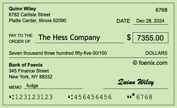 How to write a check for $7,355