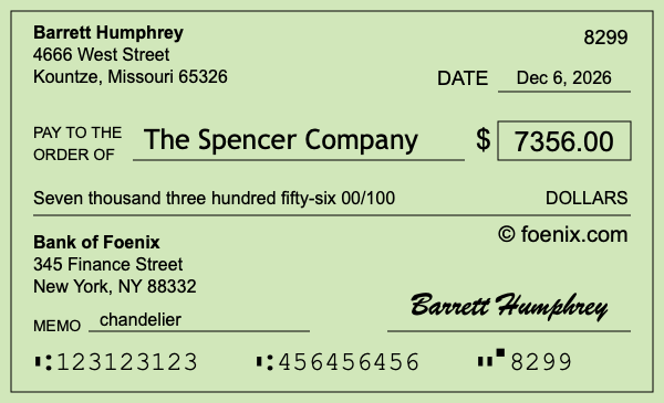 How to write a check for $7,356