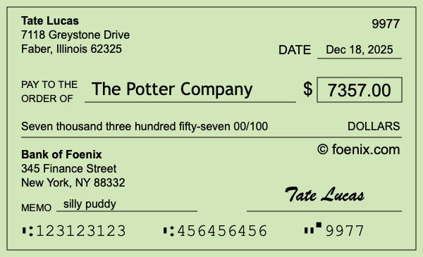 How to write a check for $7,357