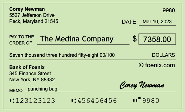 How to write a check for $7,358