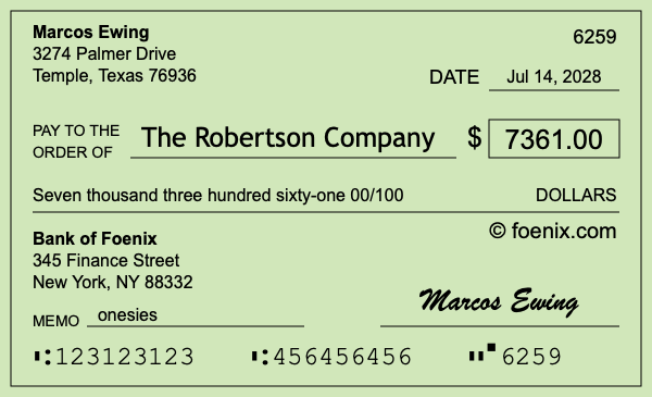 How to write a check for $7,361