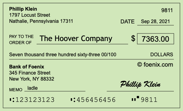 How to write a check for $7,363