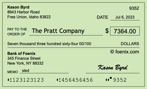 How to write a check for $7,364