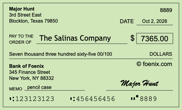 How to write a check for $7,365