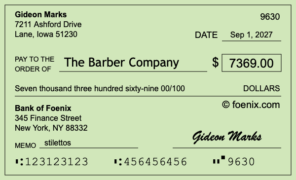 How to write a check for $7,369