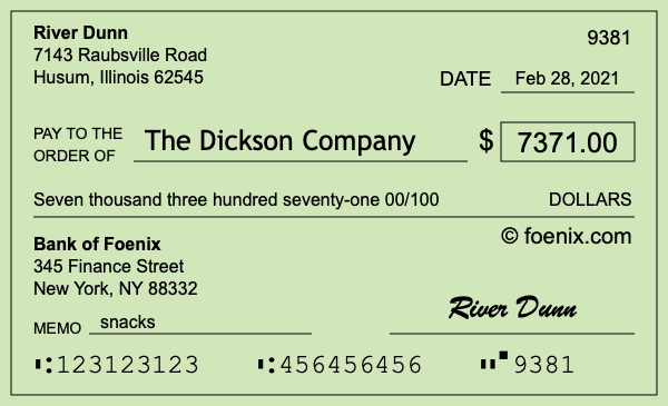 How to write a check for $7,371