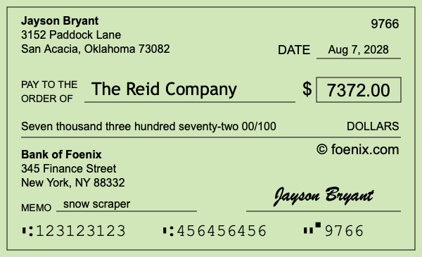 How to write a check for $7,372