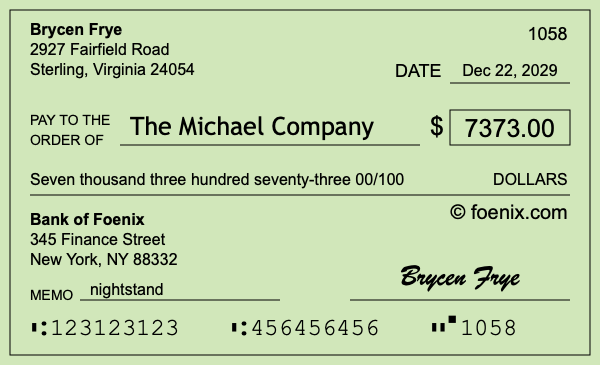 How to write a check for $7,373