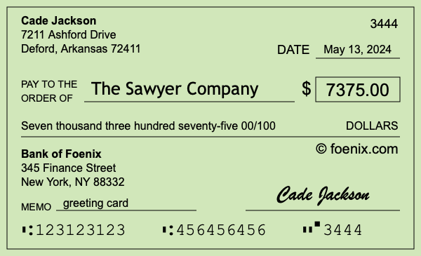 How to write a check for $7,375