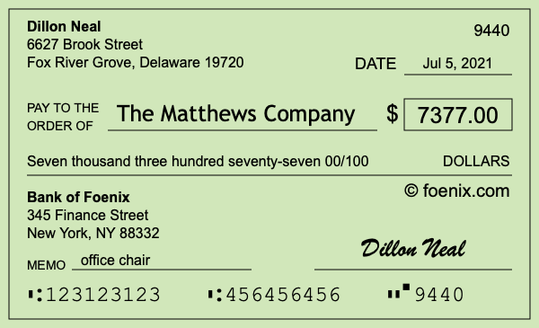 How to write a check for $7,377