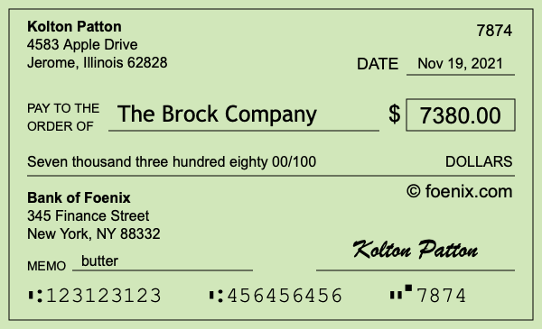 How to write a check for $7,380