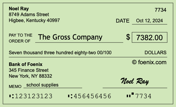 How to write a check for $7,382
