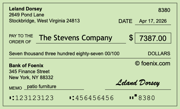How to write a check for $7,387