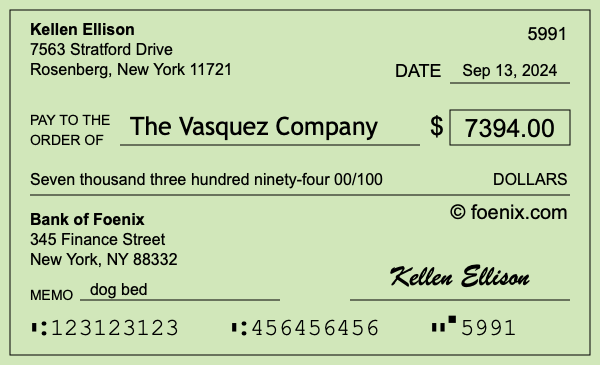 How to write a check for $7,394