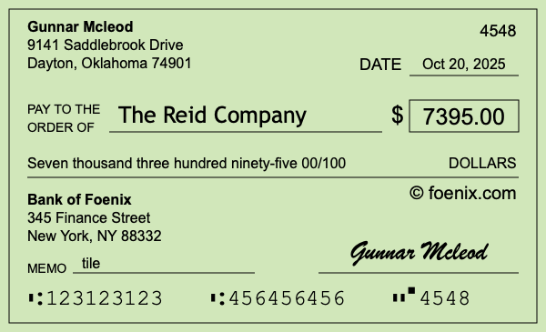 How to write a check for $7,395