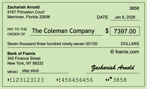 How to write a check for $7,397