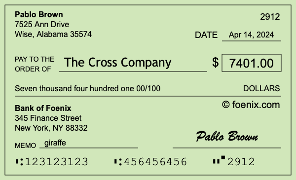 How to write a check for $7,401