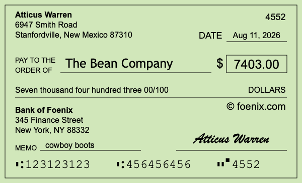 How to write a check for $7,403