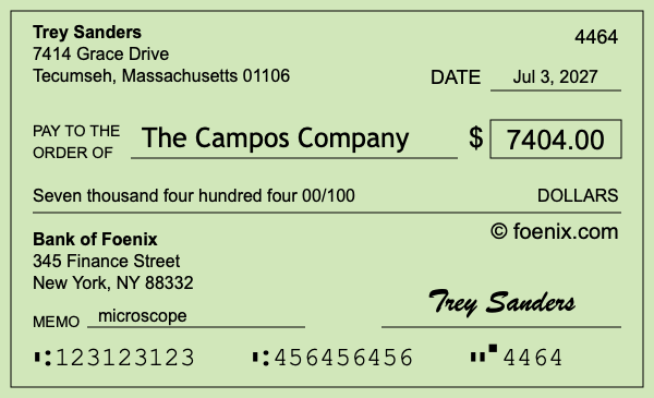 How to write a check for $7,404