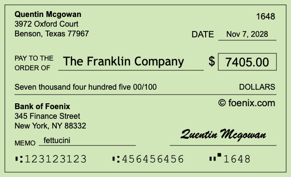 How to write a check for $7,405