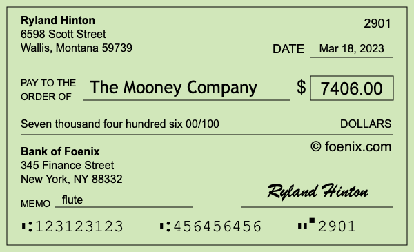 How to write a check for $7,406