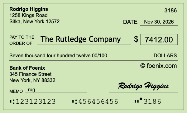 How to write a check for $7,412