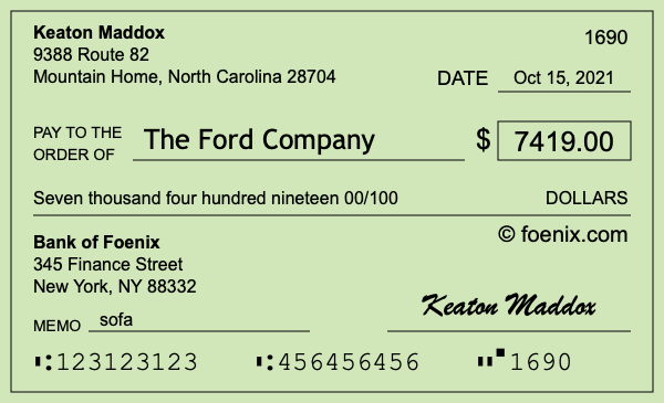 How to write a check for $7,419