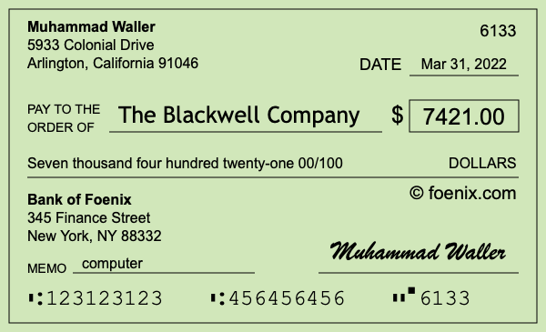How to write a check for $7,421