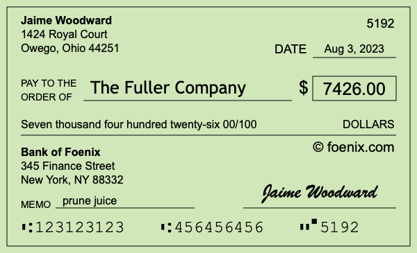 How to write a check for $7,426