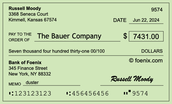 How to write a check for $7,431