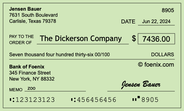 How to write a check for $7,436