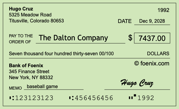 How to write a check for $7,437