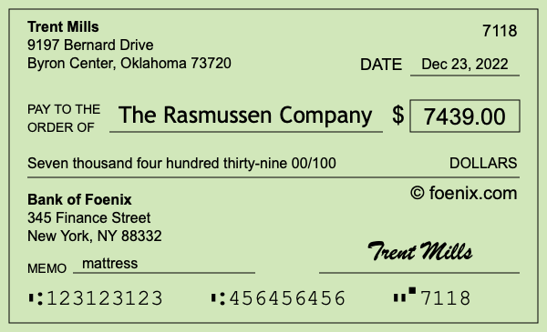 How to write a check for $7,439