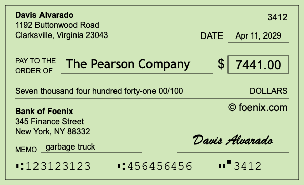 How to write a check for $7,441