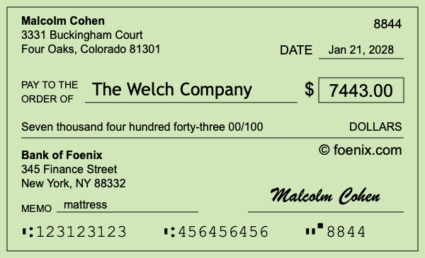 How to write a check for $7,443