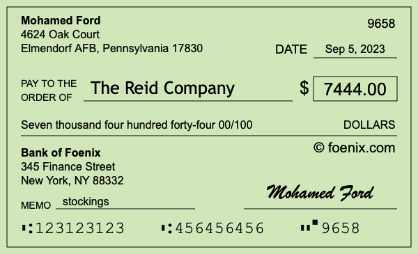 How to write a check for $7,444
