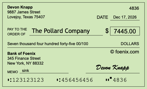 How to write a check for $7,445