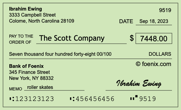 How to write a check for $7,448