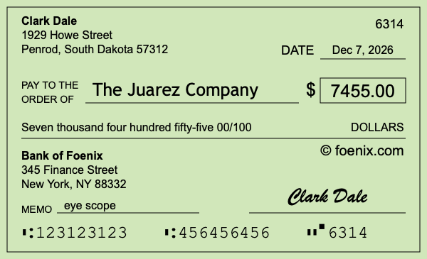 How to write a check for $7,455