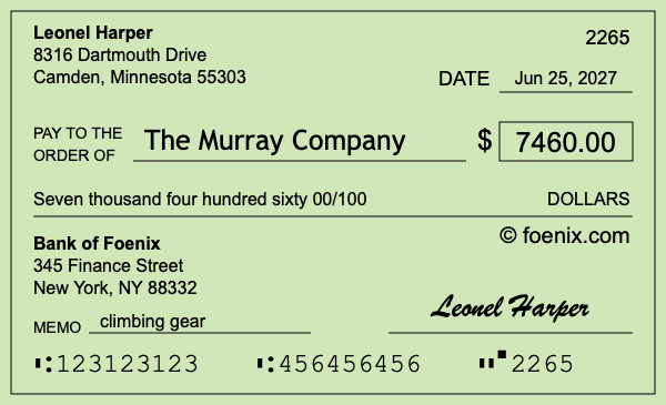 How to write a check for $7,460