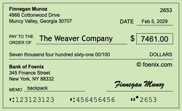 How to write a check for $7,461