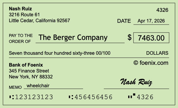 How to write a check for $7,463