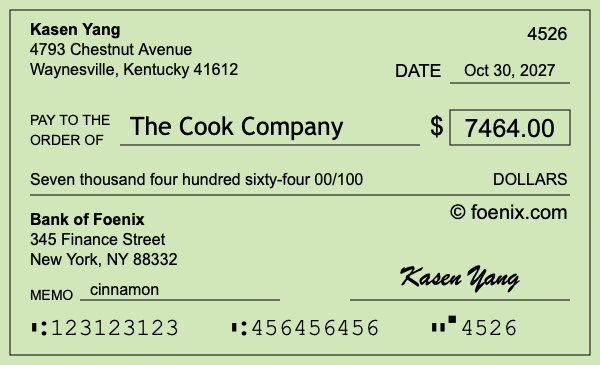 How to write a check for $7,464