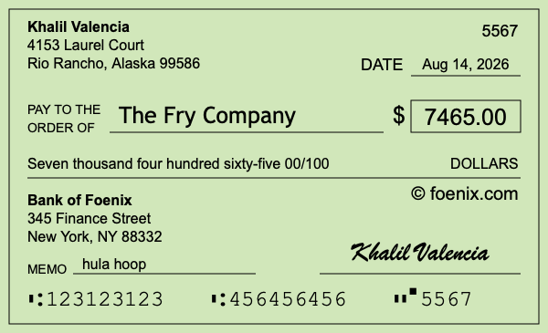 How to write a check for $7,465