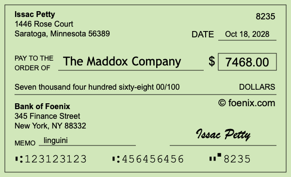 How to write a check for $7,468