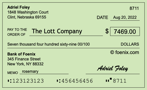 How to write a check for $7,469