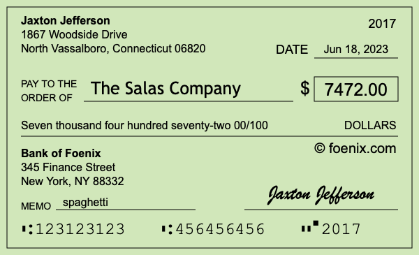 How to write a check for $7,472