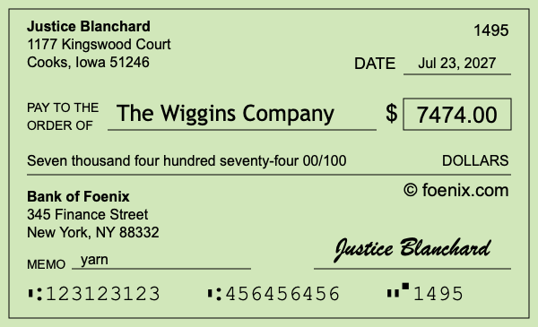 How to write a check for $7,474
