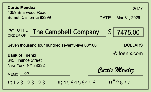 How to write a check for $7,475
